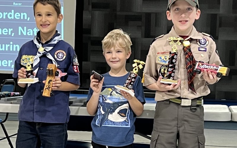 The overall winners (pictured from left to right) were Jacob Mahurin (3rd place), Nathan Killmer (2nd place), and Isaac Bonorden (1st place).