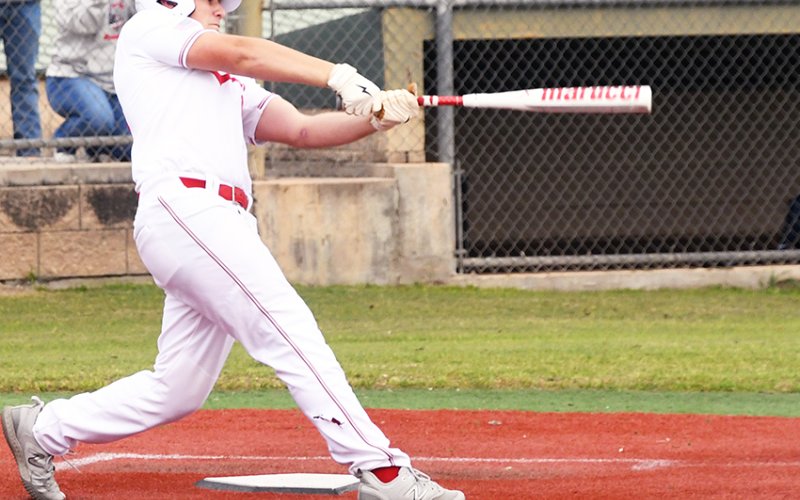 The St. Paul Cardinals will take a swing at a possible perfect district record as they will host Sacred Heart at 6 p.m. Friday. The Cardinals won in Hallettsville on March 23 6-1. Photo by Mark Lube.