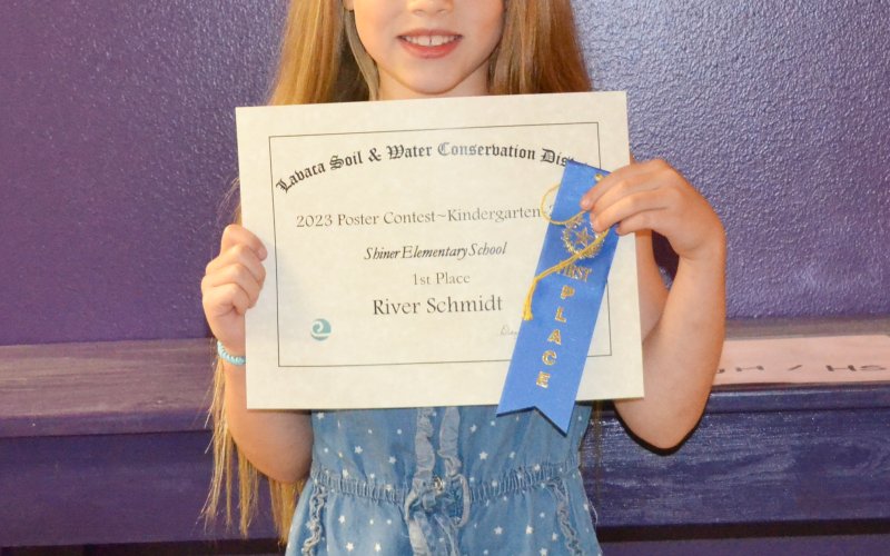 Lavaca Soil and Water Conservation school wide poster winner from Shiner ISD is River Schmidt. Photo by Jimmy Appelt.