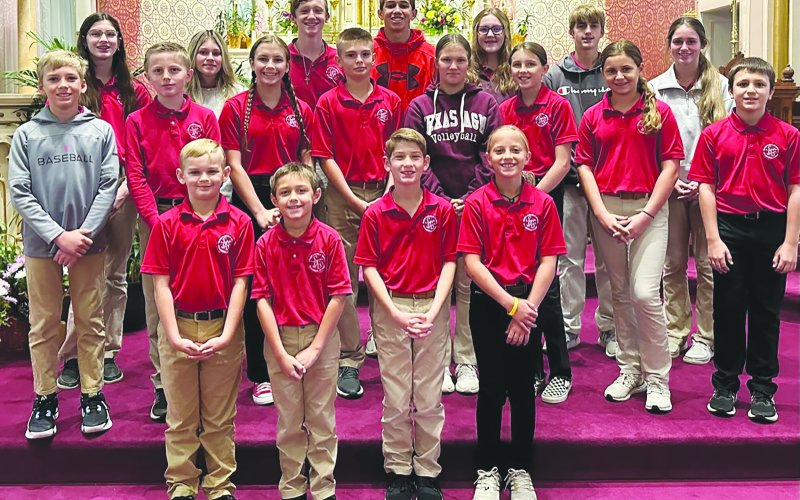 Front row, left to right, Andrew Machacek, Gage Janak, Matthew DeSarro and Anna Boedeker; middle row, left to right, Paul Filip, Jake Good, Celestine Filip, Wesley Miller, Lexie Ulcak, Emma Marshall, Reese Patek and Eli Barton; back row, left to right, Ashlin DeSarro, Clara Kinney, Carter Chilek, Gabe Darilek, Addison Matias, Michael DeSarro and Tatum Walker.