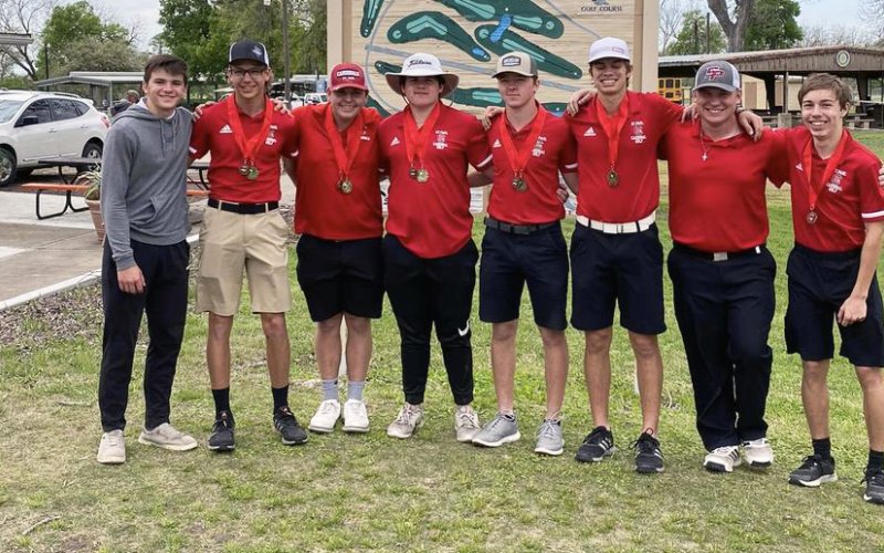 The St. Paul boys golf team took first place in their tournament played in Gonzales during Spreak Break with Trent Brown carding a 78. Photo courtesy of Nicco Brown.