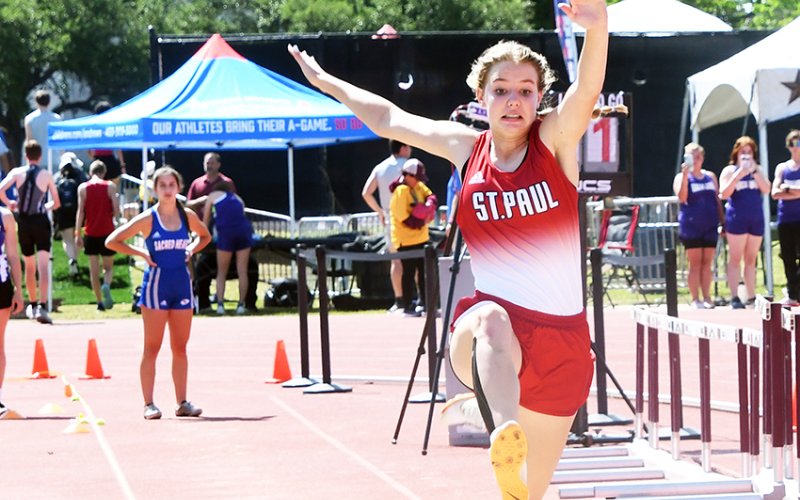 Kristin Cerny in the long jump. She placed fifth. Photo by Mark Lube.