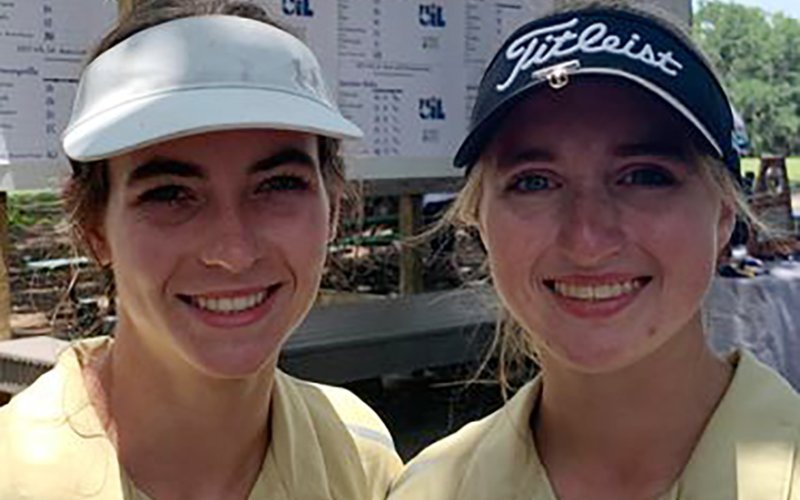 Lady Comanche golf seniors: from left is Lauren Faldyn and Megan Winkenwerder. Photo courtesy of Michelle Winkenwerder.
