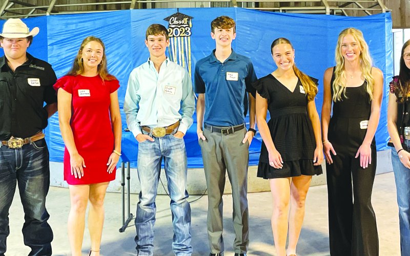 Front row (L-R) Connor Barton, Julia Machacek, Grant Kubala, Aidan Miksch, Tamara Otto, Jules Janak, and Colbey Schulze. (not pictured) Kannyn Goehring, Kassandra Rubio, Rachel Matocha, and Kylee Kelley