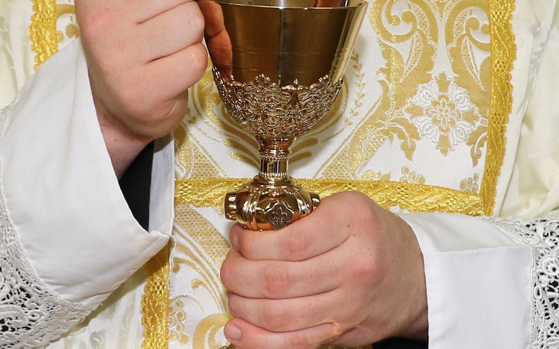 This chalice was bequeathed to Sts. Cyril and Methodius by Father John Hanacek, who left it to be given to the next priest from Shiner.