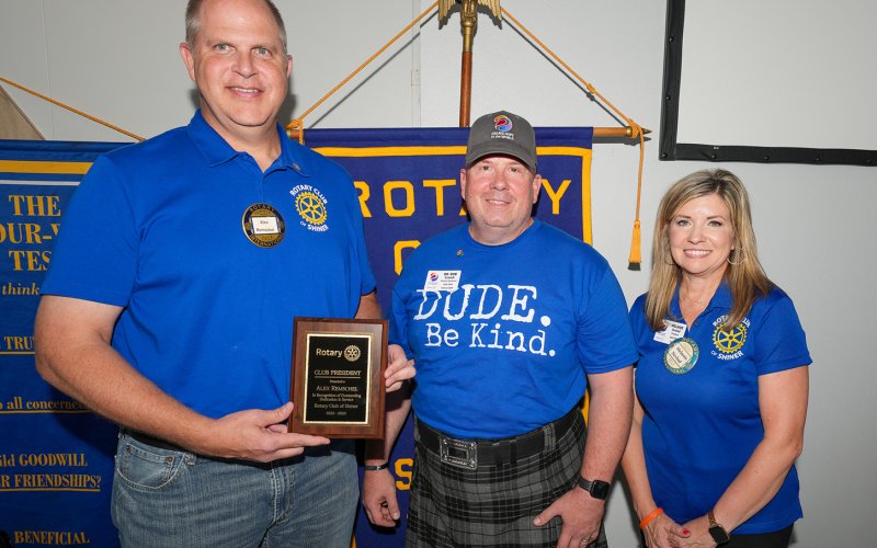 Alex Remschel received a service plaque for serving as the club's 2022-2023 president.