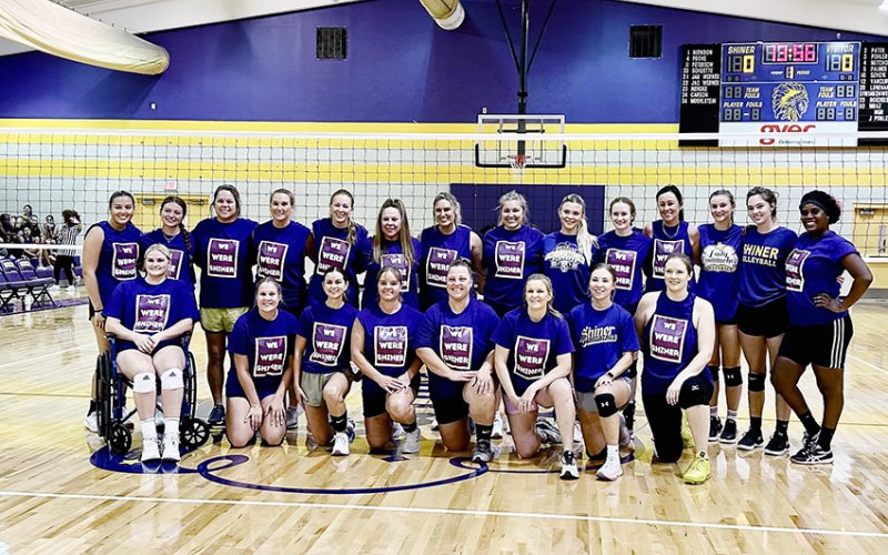 The Shiner volleyball team helds its inaugural alumni scrimmage last Saturday with 22 former players on hand to play both the current varsity and junior varsity teams.Bottom row from left are Avery Boedeker, Madison Kalina, Lauren Boehm, Brenda Fluitt, Penny Kupka, Cassie Hamilton, Taylor Wenske and Amber Coble. Top row from left are Madison Chumchal, Riley Rainosek, Lindsey Neskora, Heather Boner, Charissa Christensen, Ashley Boedeker, Maci McDonald, Lauren Hoffman, Makayla Adamek, Emma Herman, Leigh Ann V