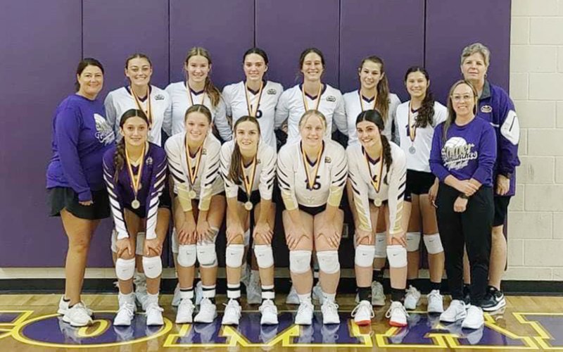 The Shiner Lady Comanches went 4-1 and placed second in the Shiner Tournament. Rylee Vancura and Chelsea Whiddon both won a spot on the All-Tournament team. Bottom row from left are Kylynn Ramirez, Callie Sevcik, Meghan Blaschke, Charlotte Grosenbacher, Erin Hajek and assistant Anastacia Rehak. Top row from left are head coach Desiree Nitsch, Chelsea Whiddon, Aimee Mitchon, Morgan Lenehan, Chesney Machacek, Brooke Palmer and assistant coach Kristi Peterson.Not pictured is JaMya Wright. Submitted photo.