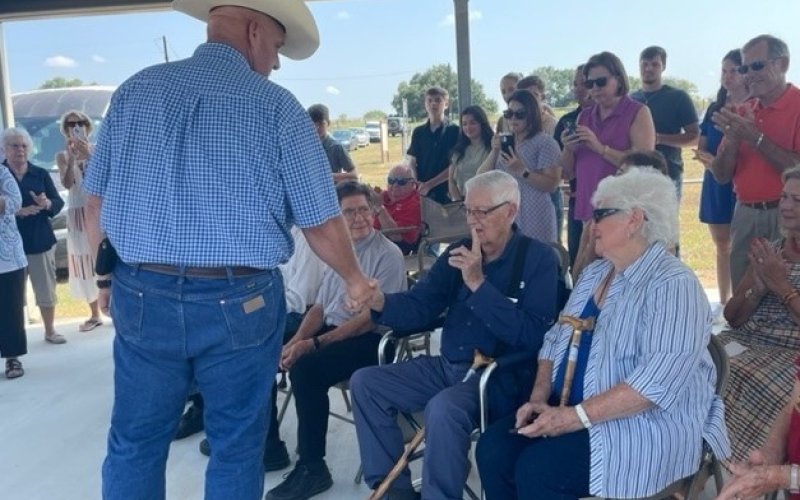 Family and friends gathered at the dedication ceremony