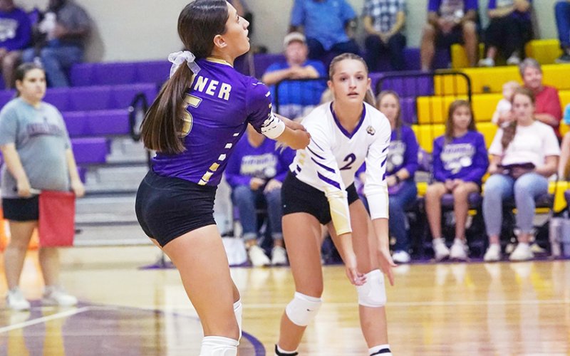 Kylynn Ramirez (shown here in the home match vs Fayetteville on Sept. 12) had two digs in Shiner’s win at Louise last week. Photo by Photos by Lori Raabe.