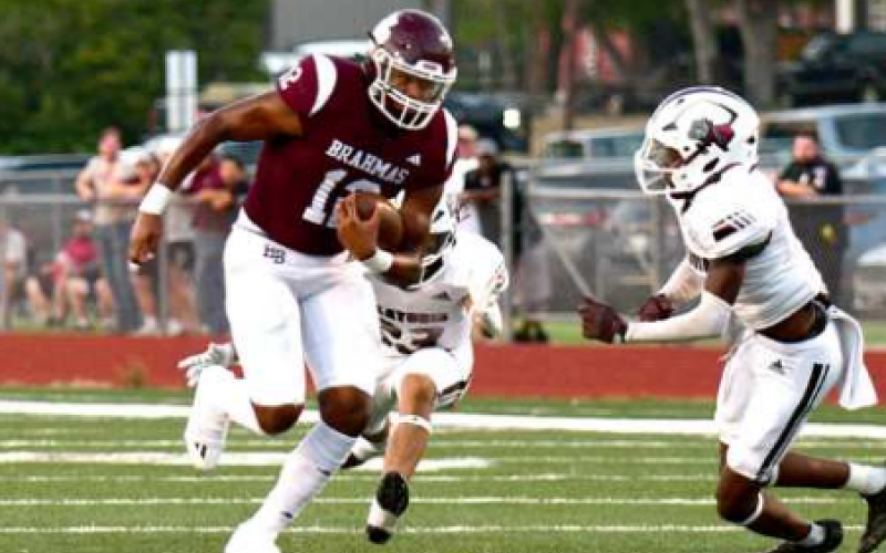 Jorian Wilson, shown against Flatonia Sept. 1, had a big hand in the Brahmas’ 27-7 win over Central Catholic. Chuck Grafe/ Tribune-Herald