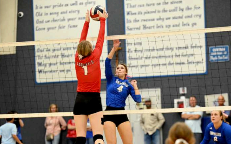 Anneliese Noska vs. St. Paul here September 26. Chuck Grafe/Tribune-Herald