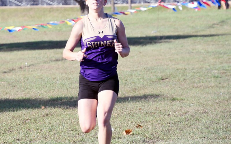Shiner senior cross-country athlete Hayleigh Burns will conclude a stellar high school cross-country career on Saturday at the UIL state meet. Photo by Mark Lube.