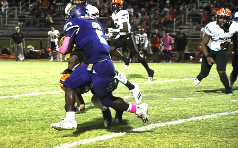 Tahj Brooks and Shiner closed out the regular season with a 47-36 win at Kenedy. Next up is the bi-district round against Freer. (see story on Page 11). Photo by Mark Lube.
