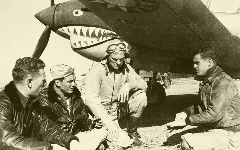 Flying Tiger pilots prepare for the next mission. Photo courtesy National Archives and Records Administration