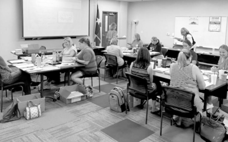 Hallettsville ISD teachers undergo Dyslexia training at the school. The training is made possible from Texas Education Agency grant toward Reading By Design. The grant is for a two-year period from May 2022 to May 2024 and thus far 24 district educators have gone through the program. Contributed photo