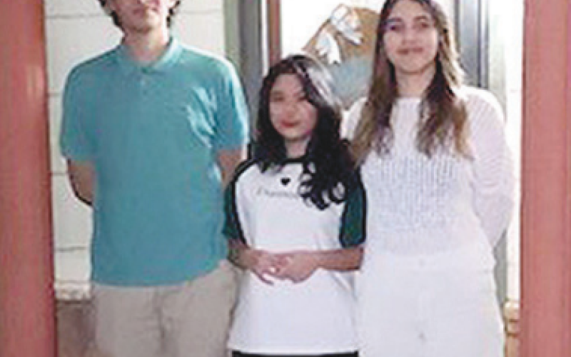 Pictured from left to right are Emmanuel Maria De Angelis from Italy, Huyn “Hannah” Nguyen from Vietnam, and Mar Sierra Martinez from Spain. They, along with Marie Weber from Germany (not pictured) are attending classes at Yoakum High School as foreign exchange students this school year.