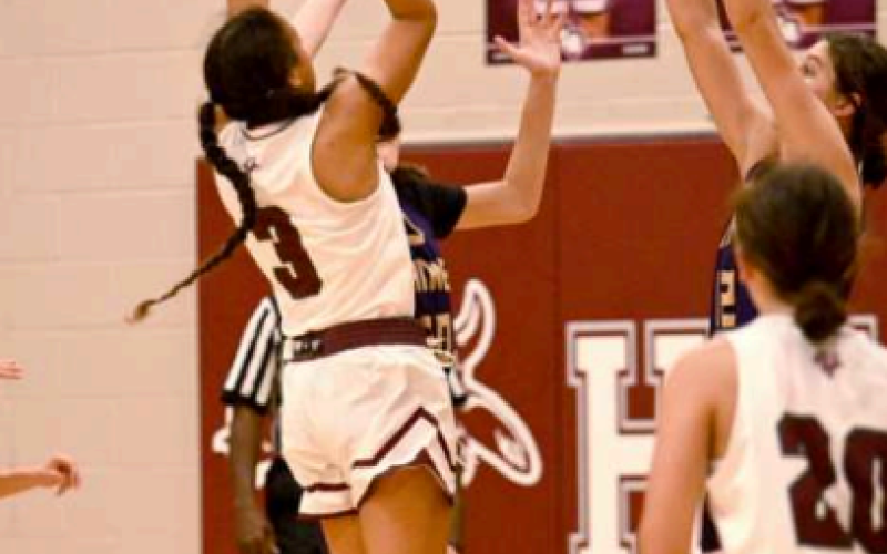 Kasey Harper (3) shoots vs. Shiner. Chuck Grafe/Tribune-Herald
