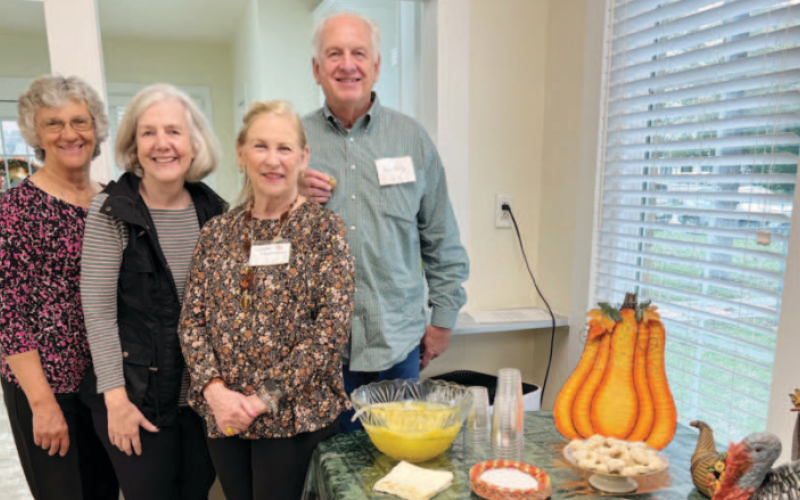 Hostesses for the Arbor Day meeting, are from left: Janis Muehr, Karen Satterly, Linda Maiorana and John Kelly