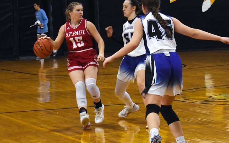 Hailey Radicke and St. Paul battled 3A Goliad last week falling 45-36.