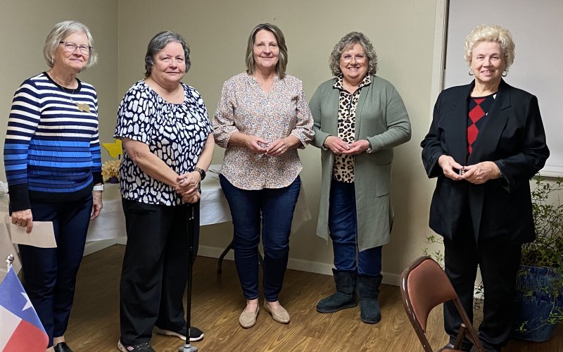 CDA members who were recognized and presented membership pins by Regent Shirley Nagelmueller, pictured on left, included Katherine Caka, 25 years; Rose Ann Raab, 25 years; Irene Picha, 25 years; and Mary Ann Stock, 60 years.