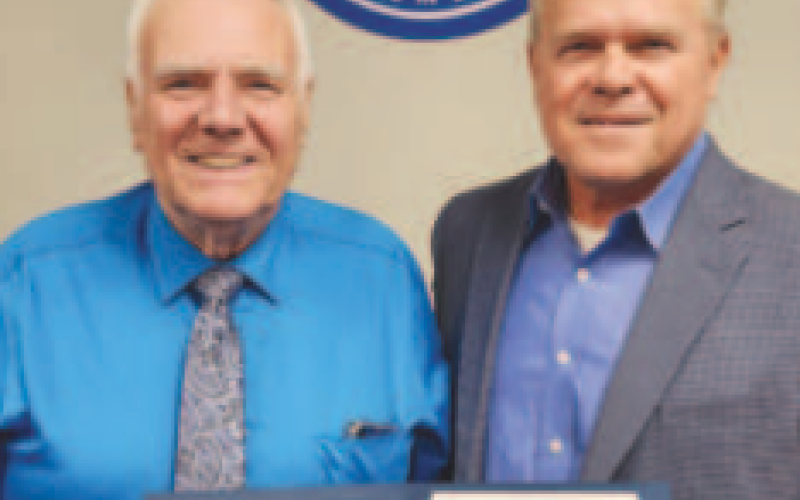 City of Yoakum Mayor Carl O’Neill presented Yoakum ISD with a proclamation recognizing January as School Board Recognition Month at the regularly scheduled School Board meeting on Jan. 8. Pictured from left to right are Mayor Carl O’Neill and President Glen Kusak.