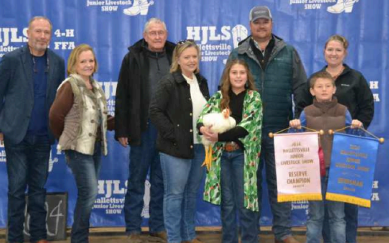 Preslie Haas displayed the Grand Champion Pen of Broilers at the 61st annual Hallettsville Jr. Livestock Show held this past weekend. Haas’ broilers were bought by the Grafe Chevy Group.