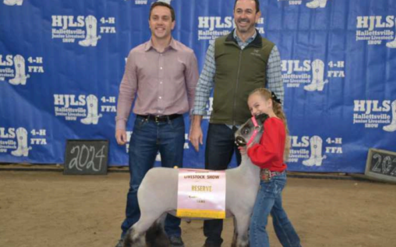 Bexley Peck displays her lamb that was named the Reserve Champion at the 61st annual Hallettsville Jr. Livestock Show held this past weekend. Peck’s lamb was bought by Kinder MorganBexley Peck displays her lamb that was named the Reserve Champion at the 61st annual Hallettsville Jr. Livestock Show held this past weekend. Peck’s lamb was bought by Kinder Morgan