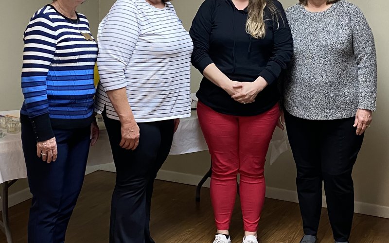 Regent Shirley Nagelmueller is pictured on the left with new members recently received into the Catholic Daughters: Diane Hirsch, Angel Rader, and Sonya Lovejoy.