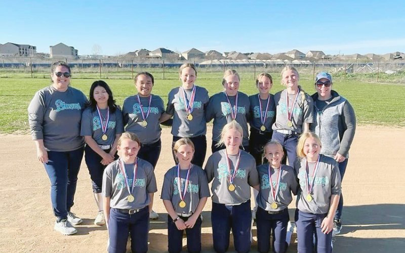 ront row, from left, area  Reese Lyons, Harper Patek, Tinsley Vasek, Anna Boedeker and Pyper Neskora.  Back row, from left, area Coach Amanda Ulcak, Miyah Rother, Patricia Price, Eastyn Pohler, Charllotte Hairell, Addison Ulcak, Kendyl Boehm and Coach Ashley Boedeker-Neskora.  Eastyn Pohler was named Co-MVP of the Tournament. Photo courtesy of Michelle Price.