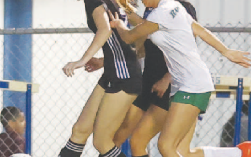 Emmie Leftwich sets up to kick the soccer ball for a score. Photo courtesy of Raymond Rosas.
