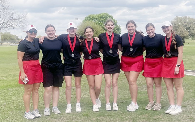 -St. Paul girls golf team from left are head coach Nicco Brown, Erica Hunke, Skylar Mozisek, Reese Seibert, Riley Mozisek, Mary Sue Filip, Kylie Kelso and Faith Brown. Photo courtesy of Nicco Brown.
