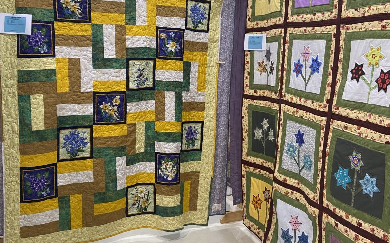 Pictured are two of many quilts that were on display at the “Spring into Quilting” quilt show held at the Methodist Activity Center. Photo by Janet Jobb.