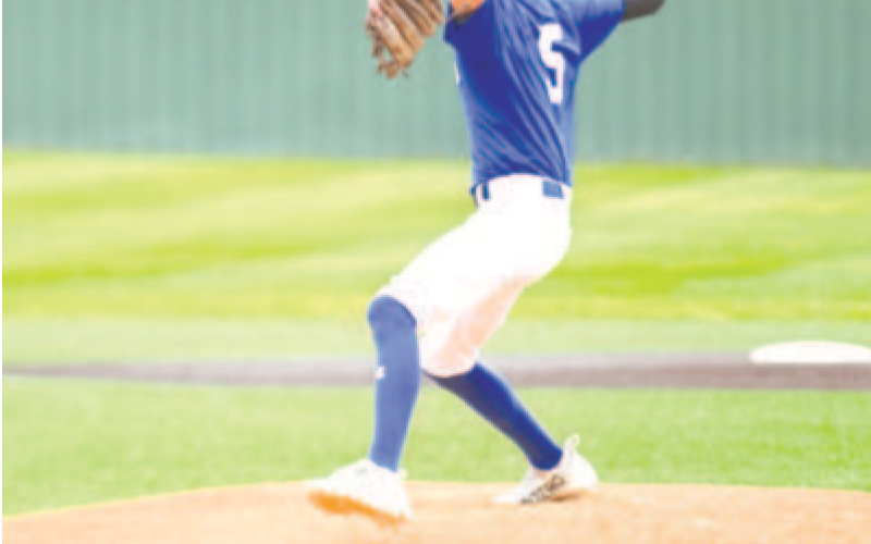 Freshman Layne Sevcik is considered the ace of the Indian pitching staff. Chuck Grafe/Tribune-Herald