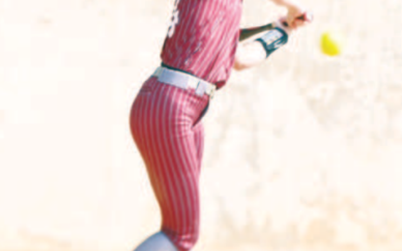 Ella Amsden at-bat against Bellville. Chuck Grafe/Tribune-Herald