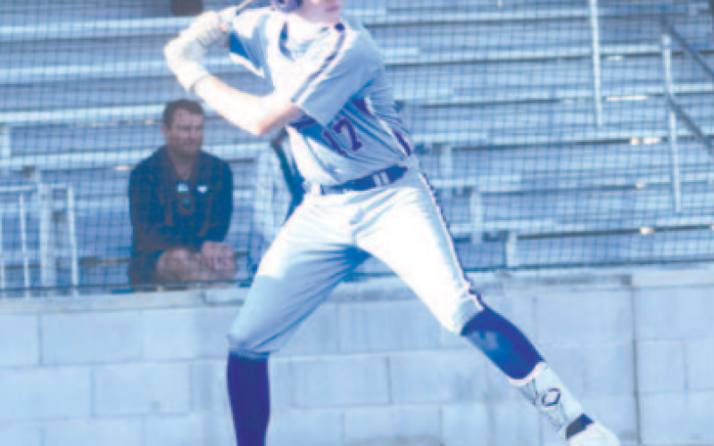 Wade Shimek at bat against Shiner Friday. Chuck Grafe/Tribune-Herald