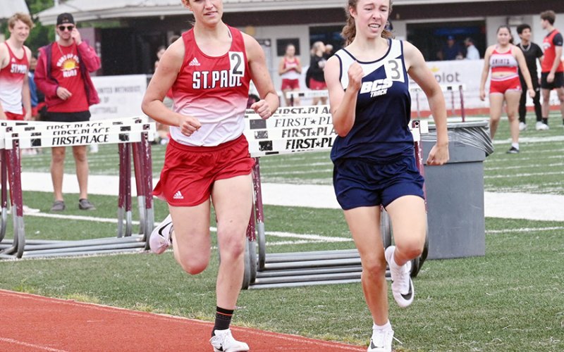 Dallyn Pesek got third in the 800-meter dash with a time of 2 minutes, 44.15 seconds and will compete in the regional meet next week. Photo courtesy of Chuck Grafe/Hallettsville Tribune-Herald.