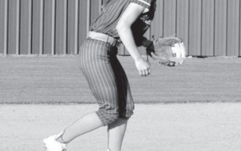Macey Pustka gets ready for anything that comes her way in the victory over Industrial. Chuck Grafe/Tribune-Herald