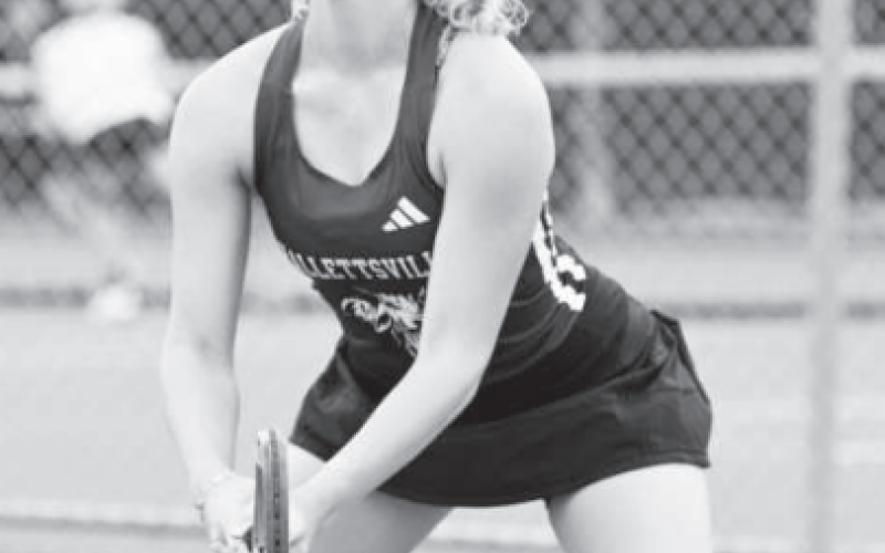 Lady Brahma senior Braylon Swoboda will be making her first appearance in the regional tournament after winning the District 25-AAA singles title at Victoria West High School Monday. Chuck Grafe/Tribune-Herald