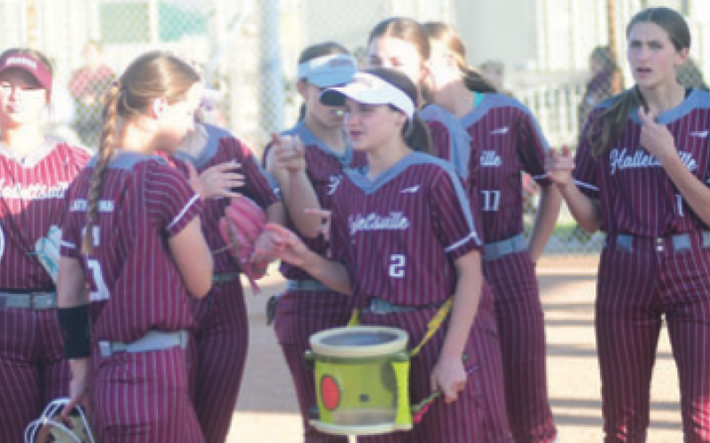 The Lady Brahmas celebrate a win. Chuck Grafe/Tribune-Herald