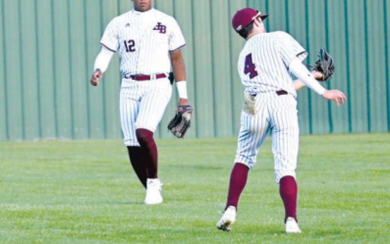 Brahma shortstop Brock Bludau makes the catch of a fly ball in shallow left field in the second inning of the Rice game. Chuck Grafe/Tribune-Herald