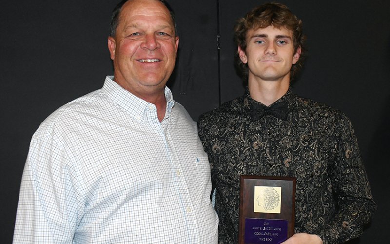 Johnny B. Lewis Academic  Award Trace Bishop (right). Also shown is John Peterson (left). Photo by Mark Lube.