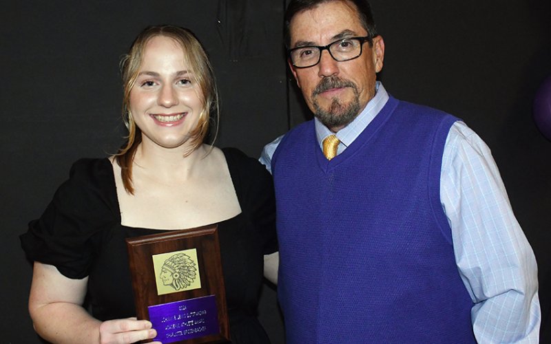 Johnny B. Lewis Academic Award Charlotte Grosenbacher (left). Also shown is Patrick Walker (right). Photo by Mark Lube.
