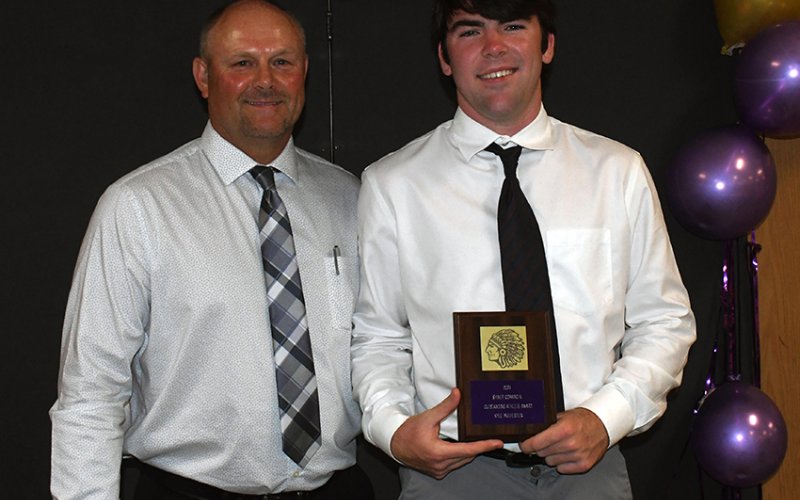 Most Outstanding Athlete Kyle Muehlstein (right). Also shown is Daniel Boedeker (left). Photo by Mark Lube.