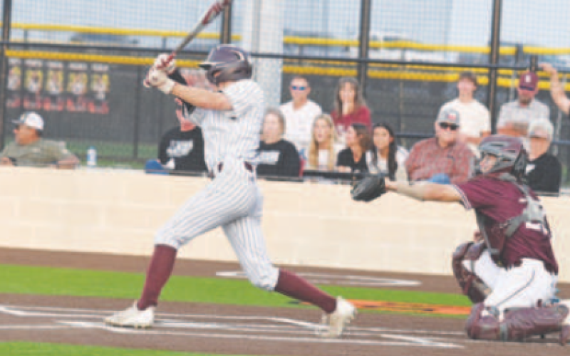 Brock Bludau watches his single go into right field in the third inning. Chuck Grafe/Tribune-Herald
