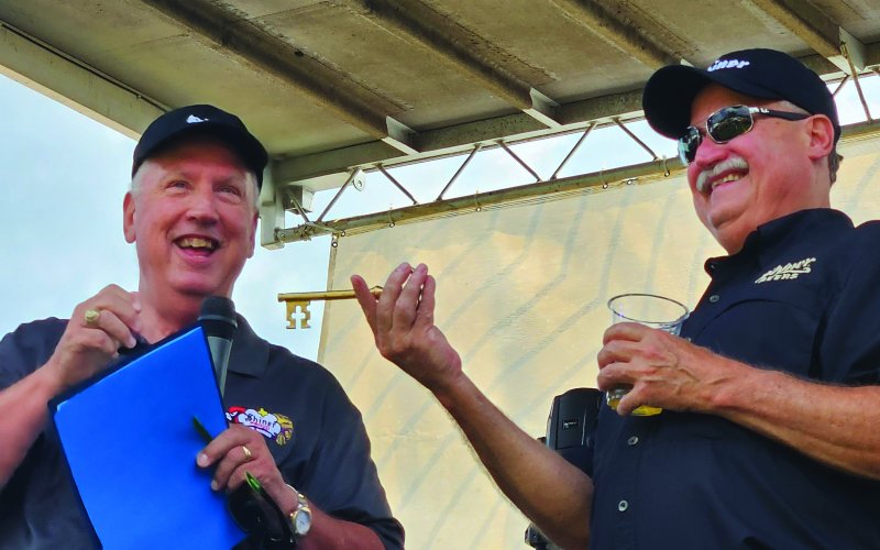 June 15, 2024 was declared as Jimmy Mauric Day in the City of Shiner. Mayor Fred Hilscher is pictured at left presenting the key to the city to Jimmy Mauric, right.