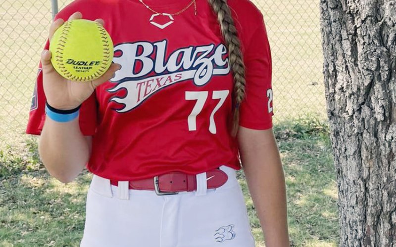 Kallie Kupka with her home-run ball from earlier this month. Photo courtesy of Texas Blaze Coastal.