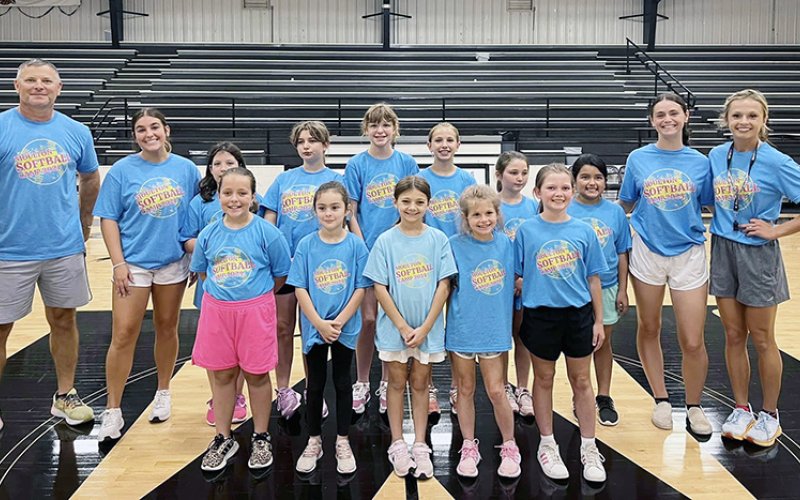 Around 13 girls attended the camp. Coaches were Mackinly Kifer and John Meisetschleager. Photo courtesy of Moulton ISD.