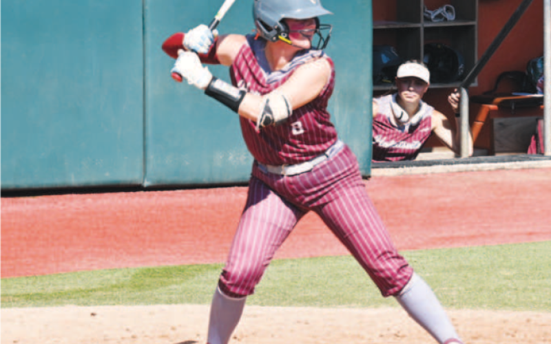 In her final high school game, Macie Jansky had one of the LB hits with a RBI. Chuck Grafe/Tribune-Herald