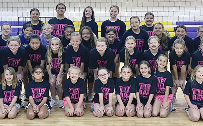 Nearly three dozen young volleyball players attended the camp. Photo courtesy of Desiree Nitsch.